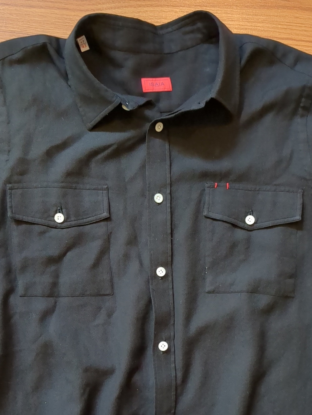 ISAIA Napoli Luxury Black Cotton Cashmere Button Down Shirt LS 17 43 XL - Picture 2 of 7